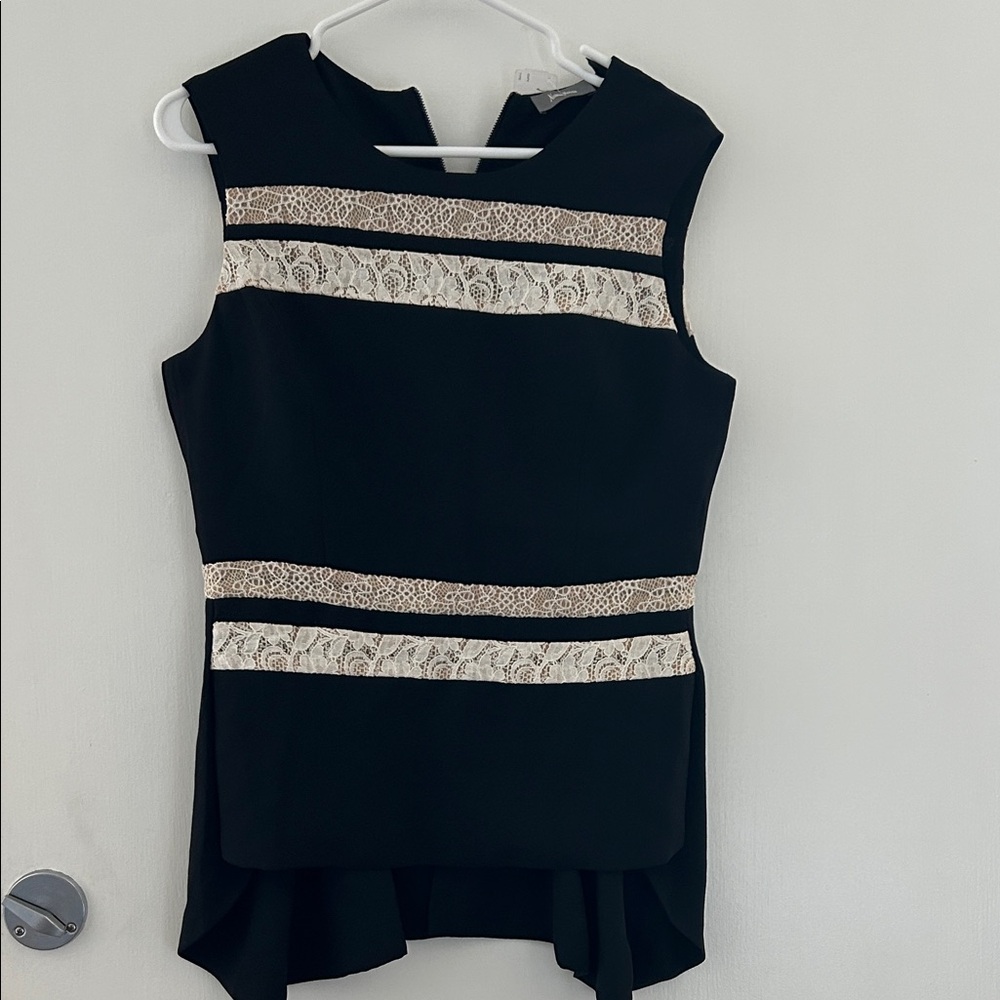 Neiman Marcus Black and Cream Lace Blouse